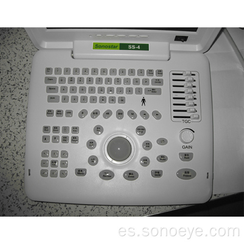 Máquina de ultrasonido en blanco y negro.